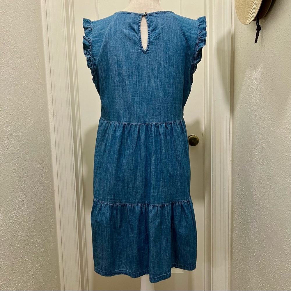 NWOT Old Navy Sleeveless Denim Ruffle Dress Medium - Picture 3 of 6